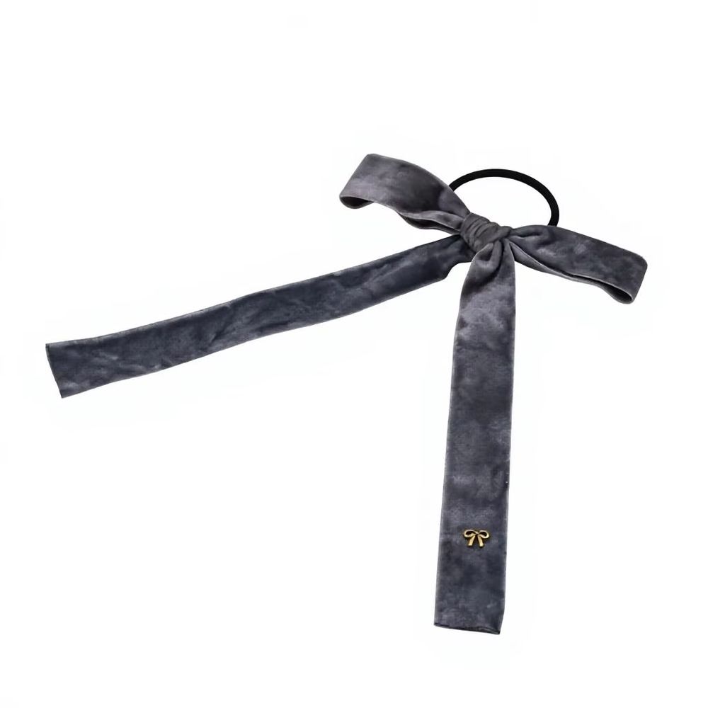 Grey Velvet Bow Ponytail Tie – Ali Picks AW26