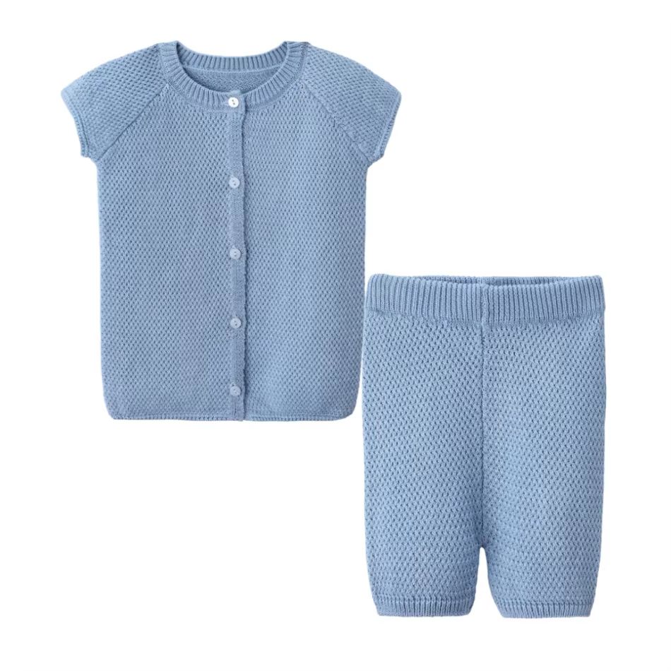 Blue & Pink Smocking Collection – Knit Baby Set