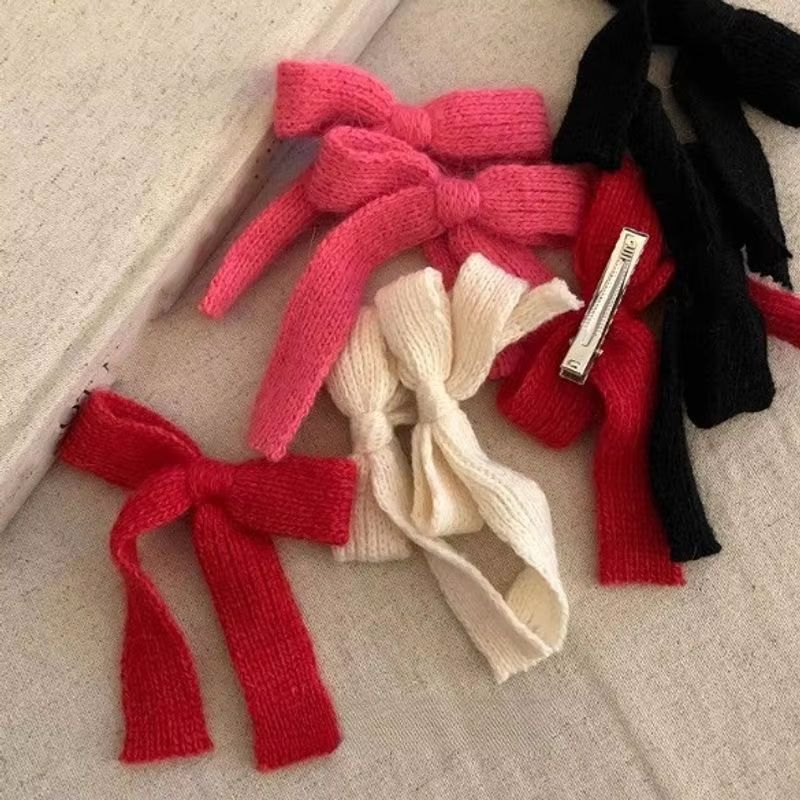 Knitted Bow Hair Clips – 2 Pack