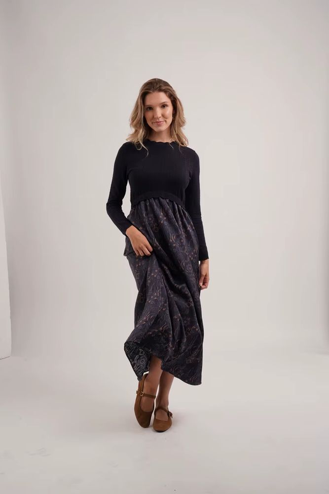 Knitted Satin Maxi Dress – Burgundy