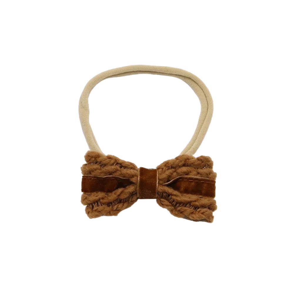 Wool Knit Velvet Bow Headband Baby Headband