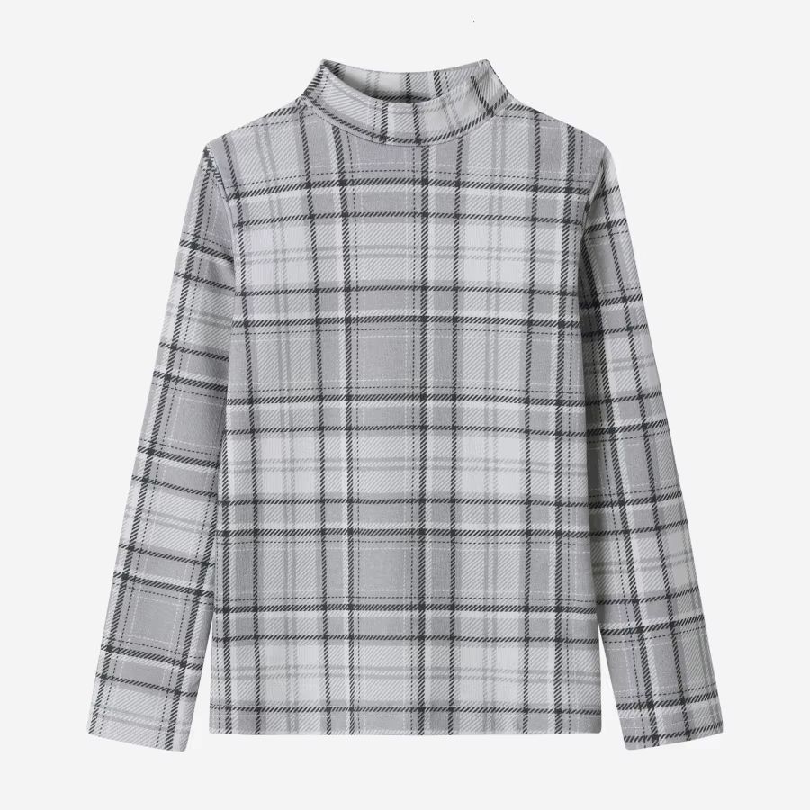 Grey Denim Collection – Plaid Mockneck
