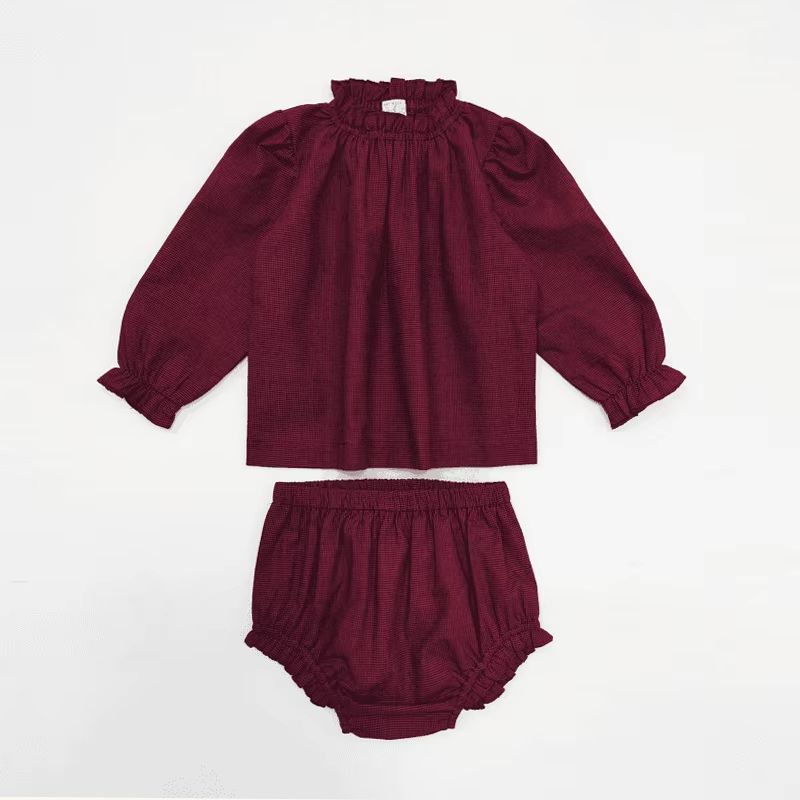 Heritage Weave Burgundy Baby Bloomer Set – Ali & Co AW26
