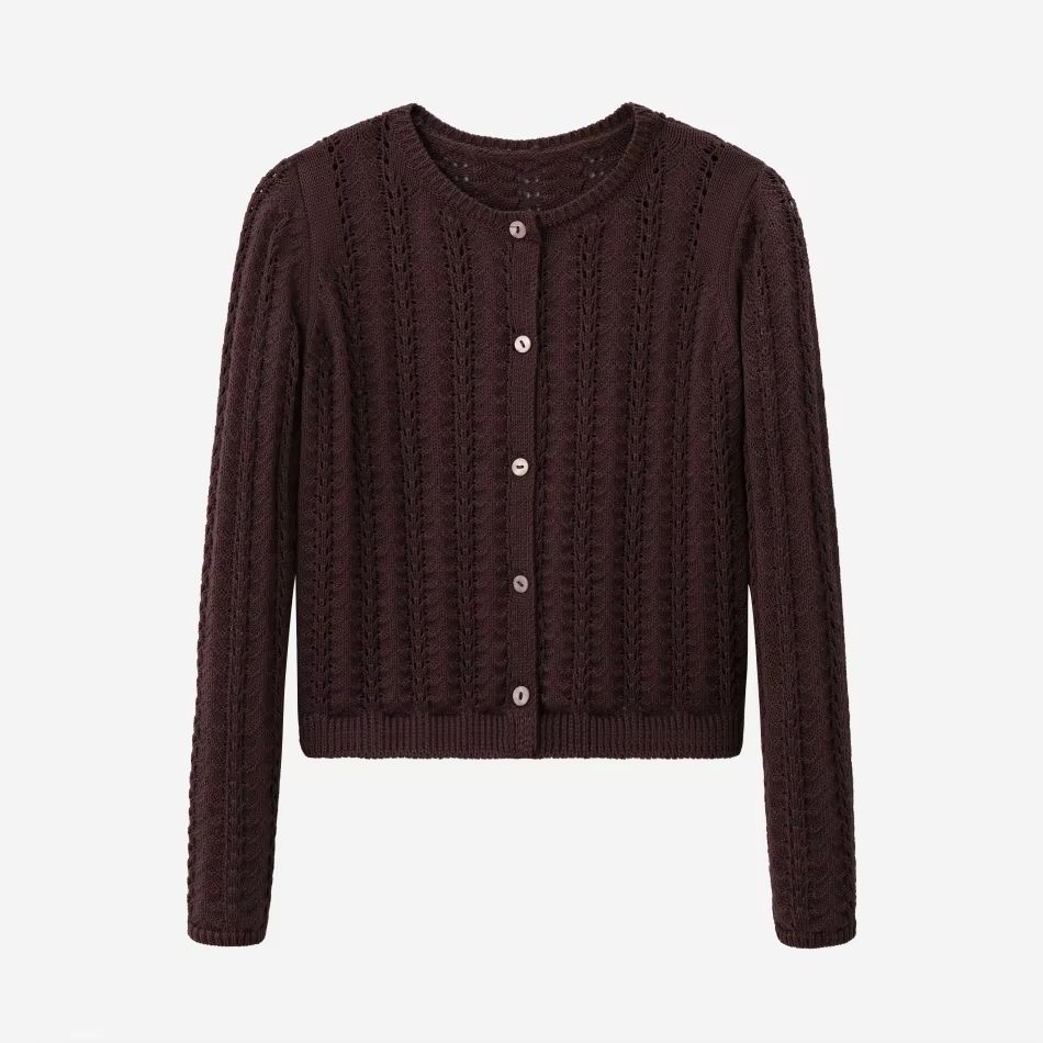 Knitted Collection – Brown Hollow Cardigan – Ali Specials AW26