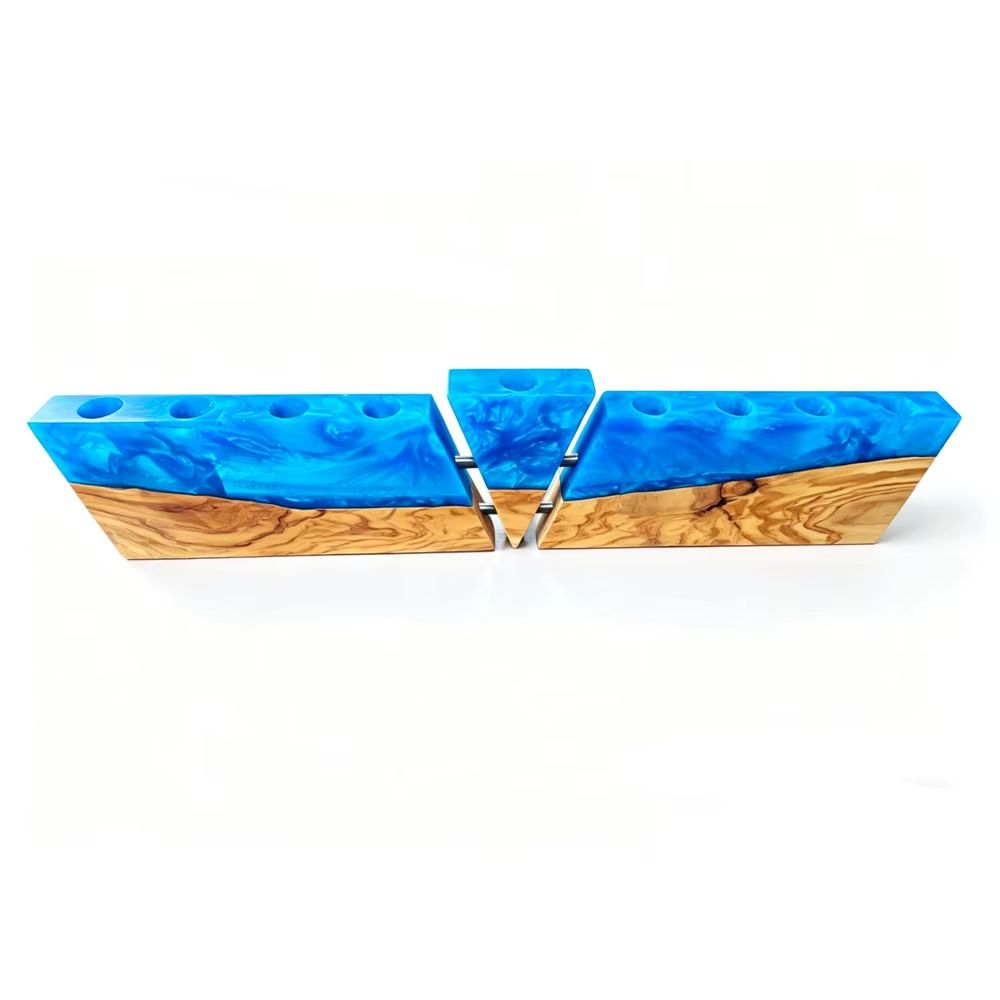Olive Wood & Resin Chanukah Menorah