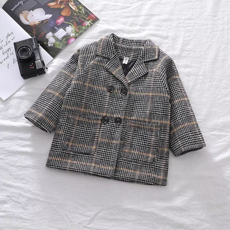 Boys' Plaid Long Trench Coat