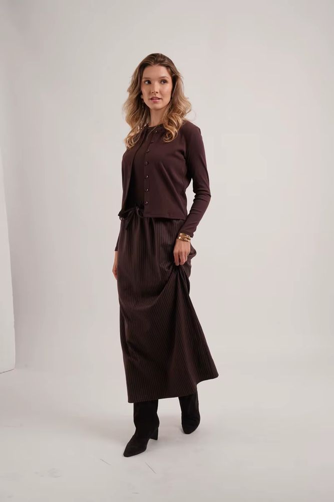 Pinstripe Collection – Brown Skirt