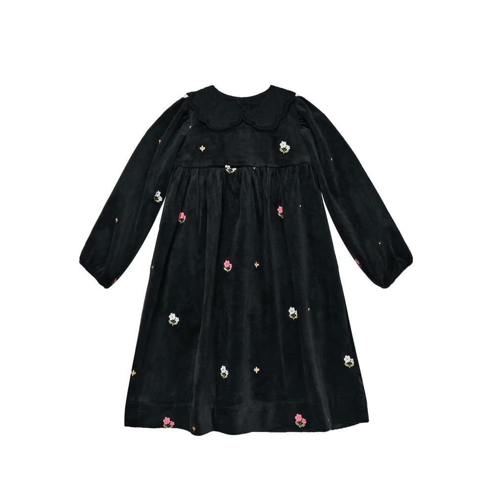 Black Floral Velvet – Girl Floral Dress – Ali Mali AW26