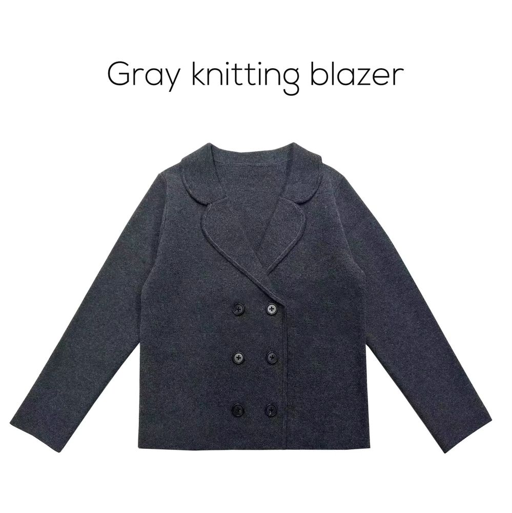 Tea Time Collection – Gray Knitting Blazer