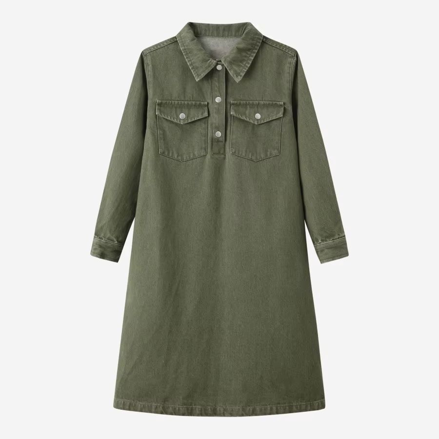 Retro Green Denim Collection – Girls Dress