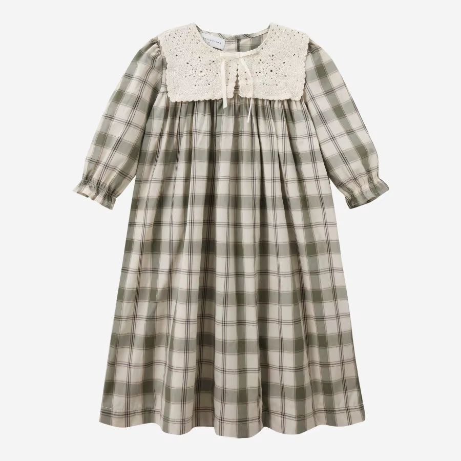 Grid & Pink Floral Collection – 3 Quarter Dress