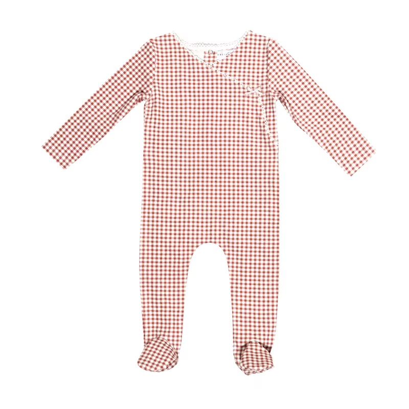 The Gingham Loungewear – Pink Plaid Footie