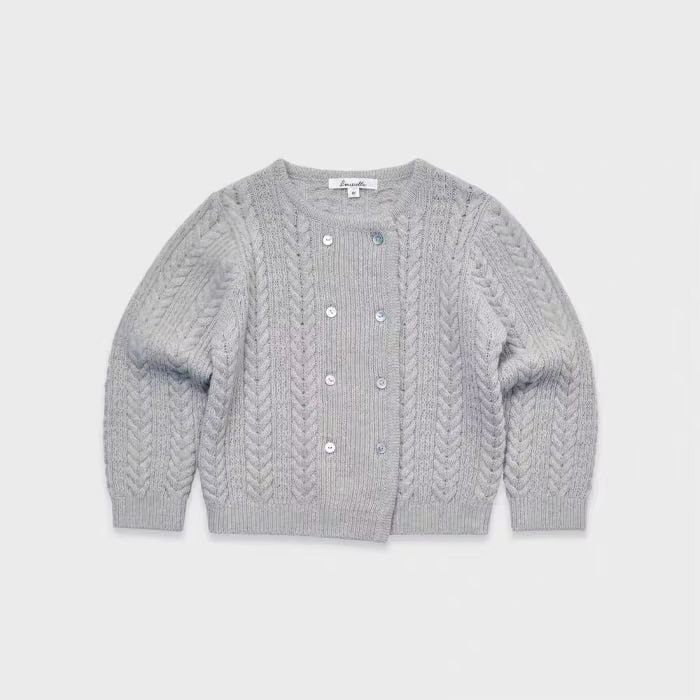 Girls' Grey Button Cardigan