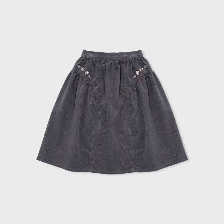 Girls' Charcoal Pleated Skirt