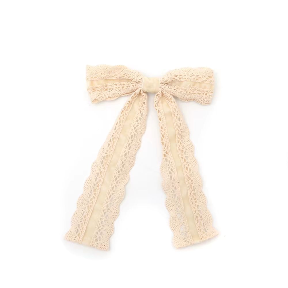 Long-Tail Lace Velvet Bow Headband Long Hair Clip