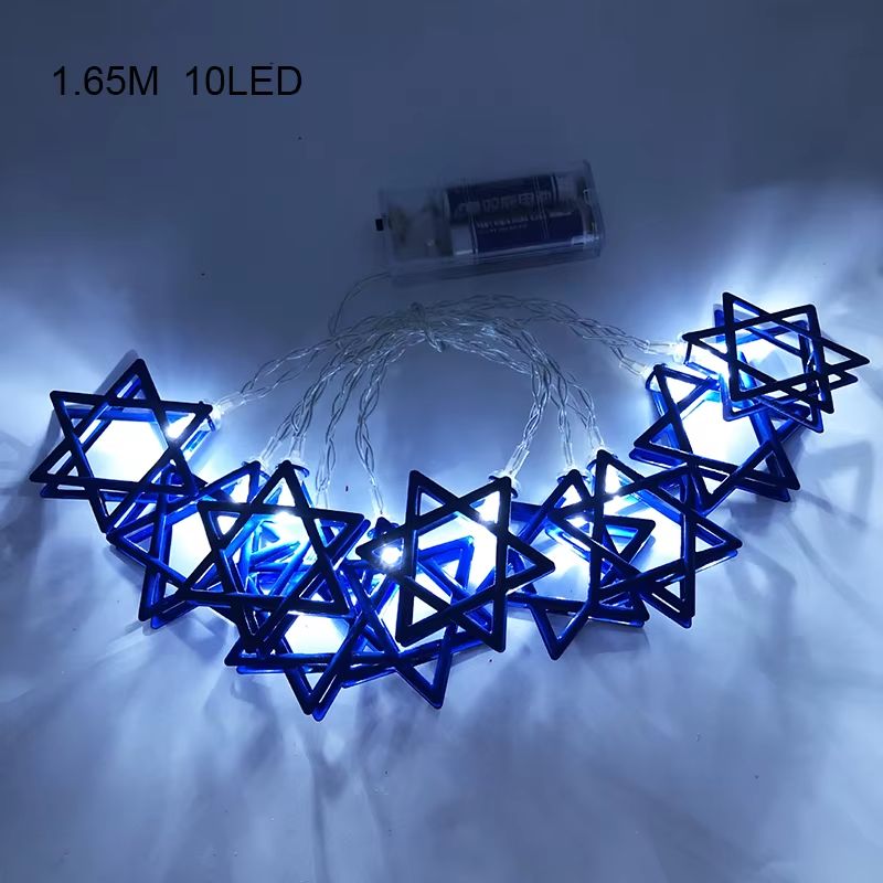 Blue Star of David String Lights