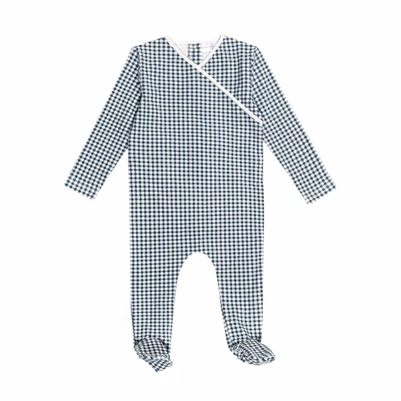 The Gingham Loungewear – Blue Plaid Footie