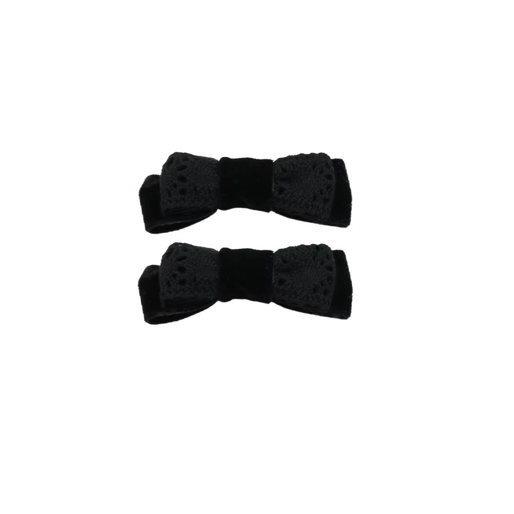 Black Floral Velvet Bow Headband Mini Hair Clip