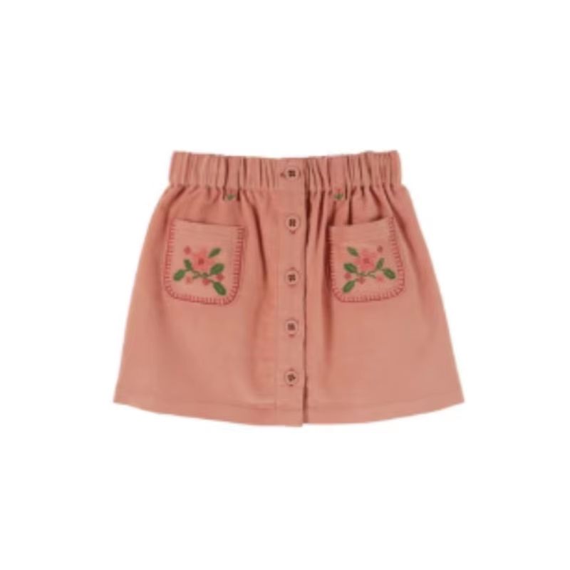 Girls' Blush Embroidered Pocket Skirt