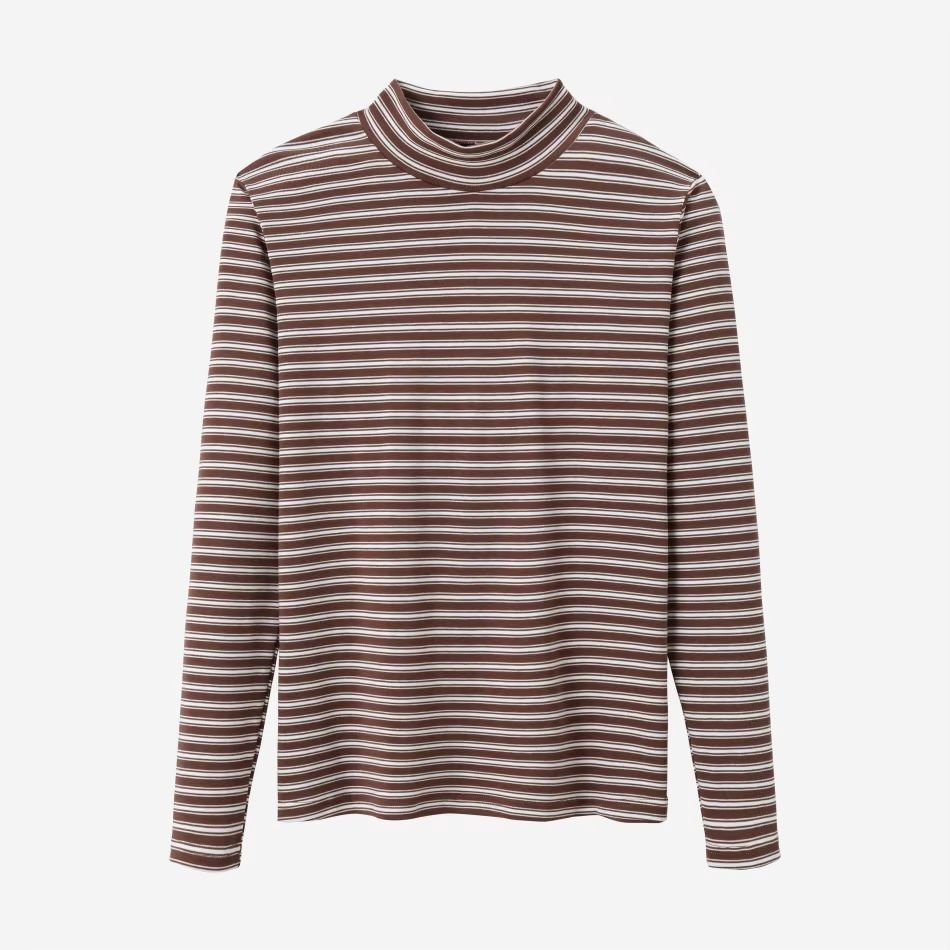 Striped Mockneck Tops – Brown Striped – Ali Specials AW26