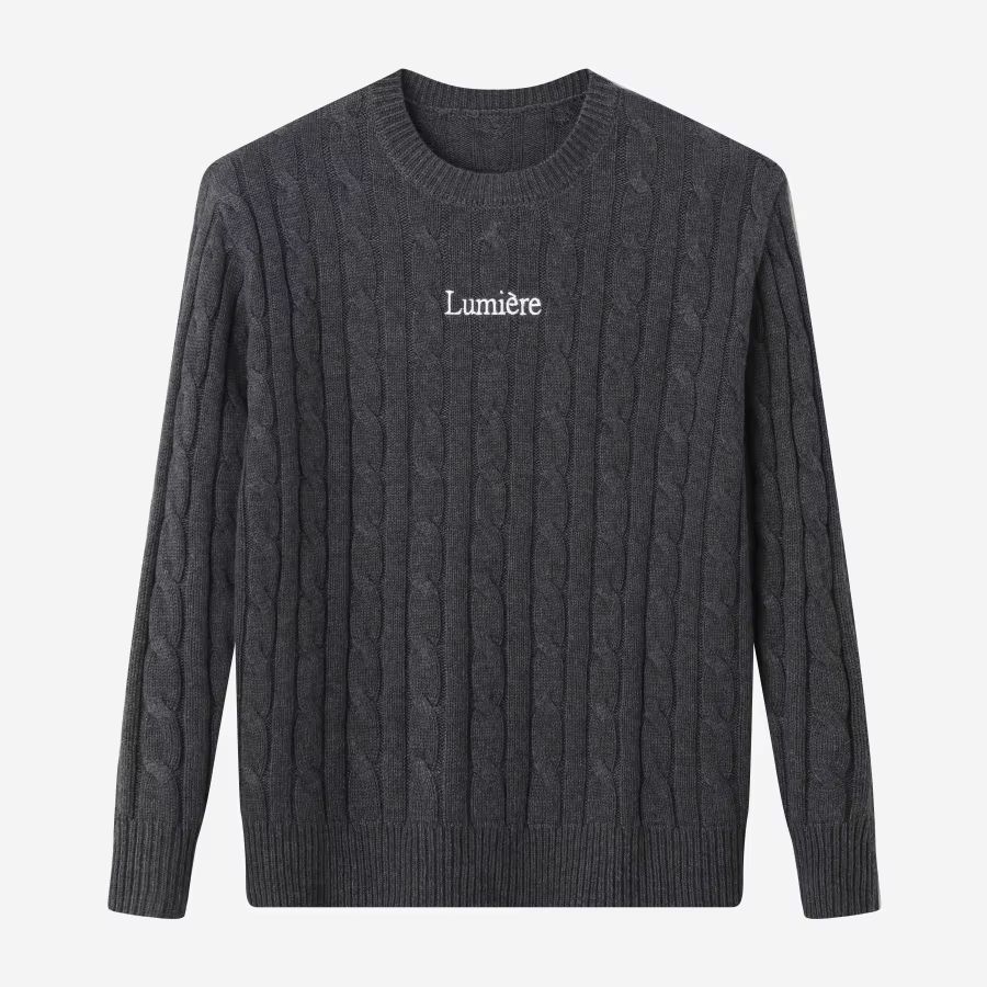 Pinstripe Collection – Grey Cableknit