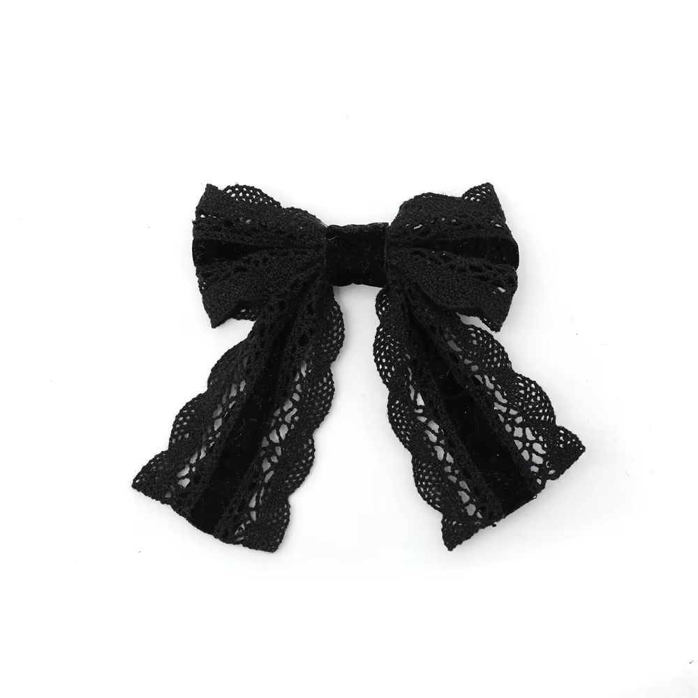 Long-Tail Lace Velvet Bow Headband Bow Hair Clip