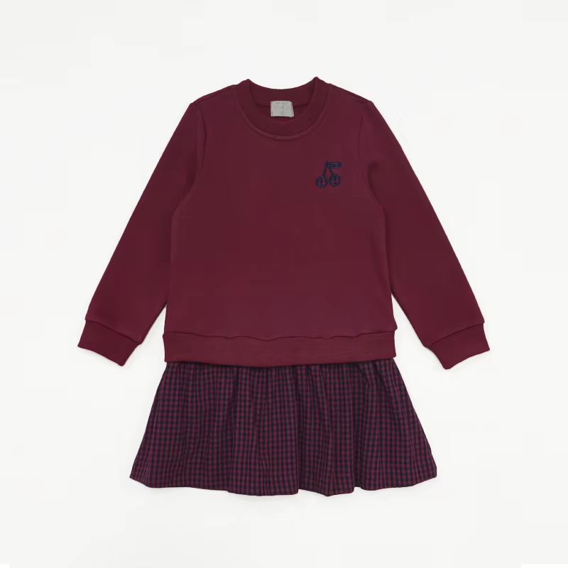 Checked Charm Maroon Sweat Dress – Ali & Co Checked Charm AW26