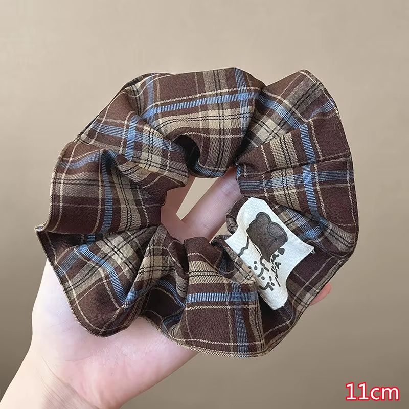 Square Plaid Scrunchie Women Girls Elastic Hair Rubber – Round