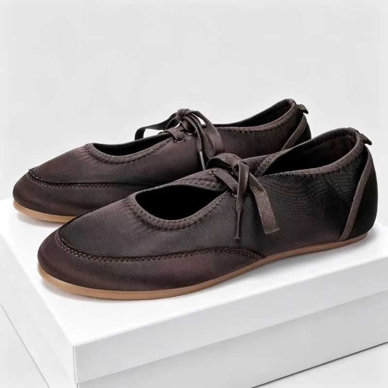 Satin Lace-Up Ballet Flats