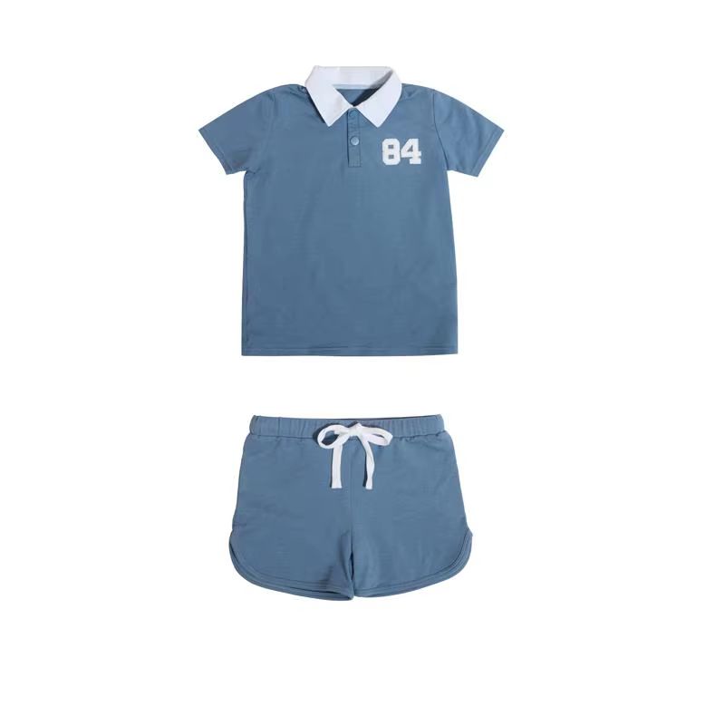 French Terry Collection – Blue-Polo Set