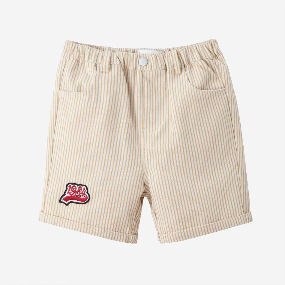 Pinstripe Denim Collection – Beige Boy Shorts