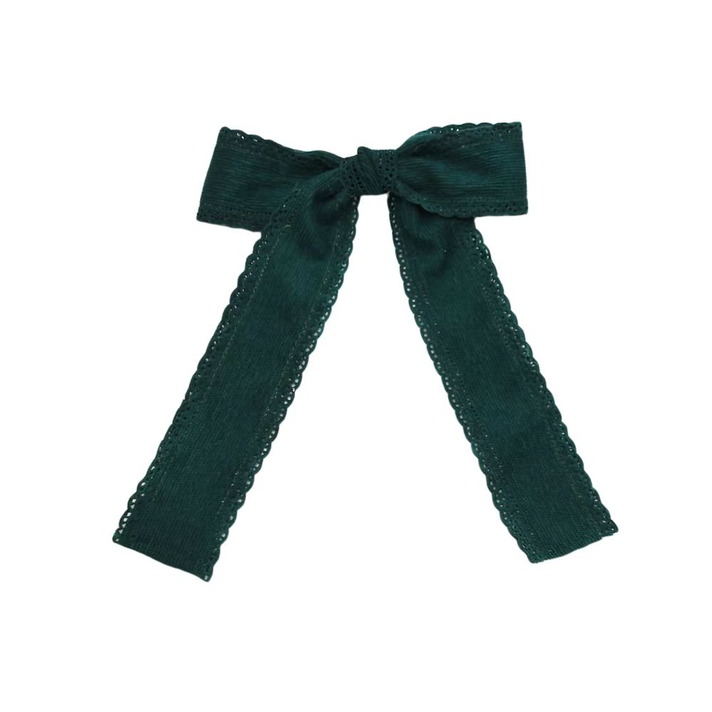 Dark Green Velvet Bow Headband Large Hair Clip