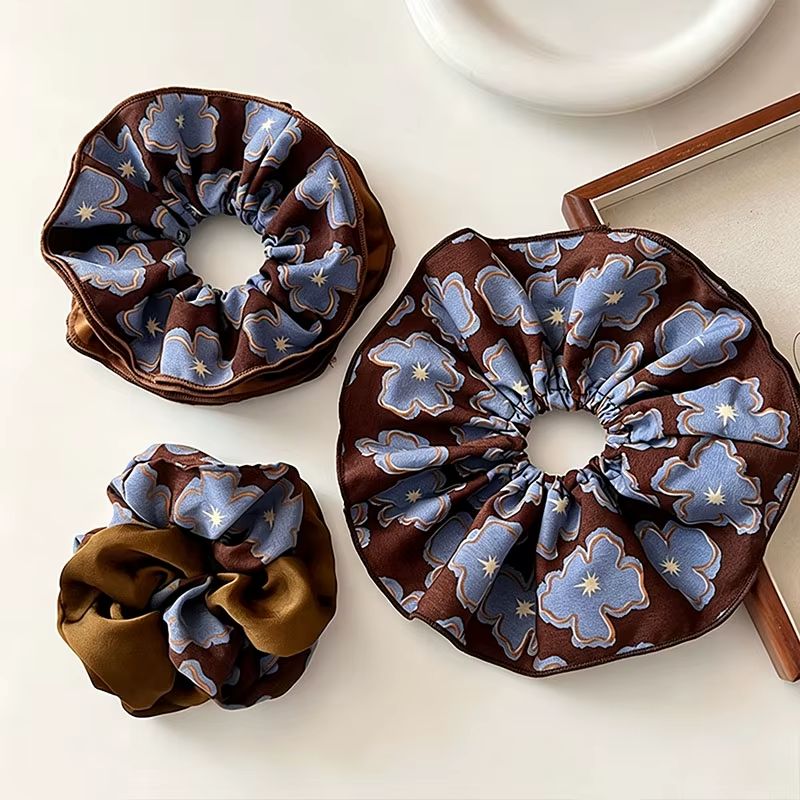 Korean Elegant Print Star Scrunchie For Womern Girls Hair – 3-Piece Set