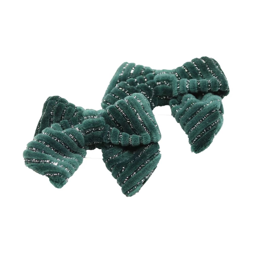 Dark Green Velvet Bow Headband Mini Hair Clip
