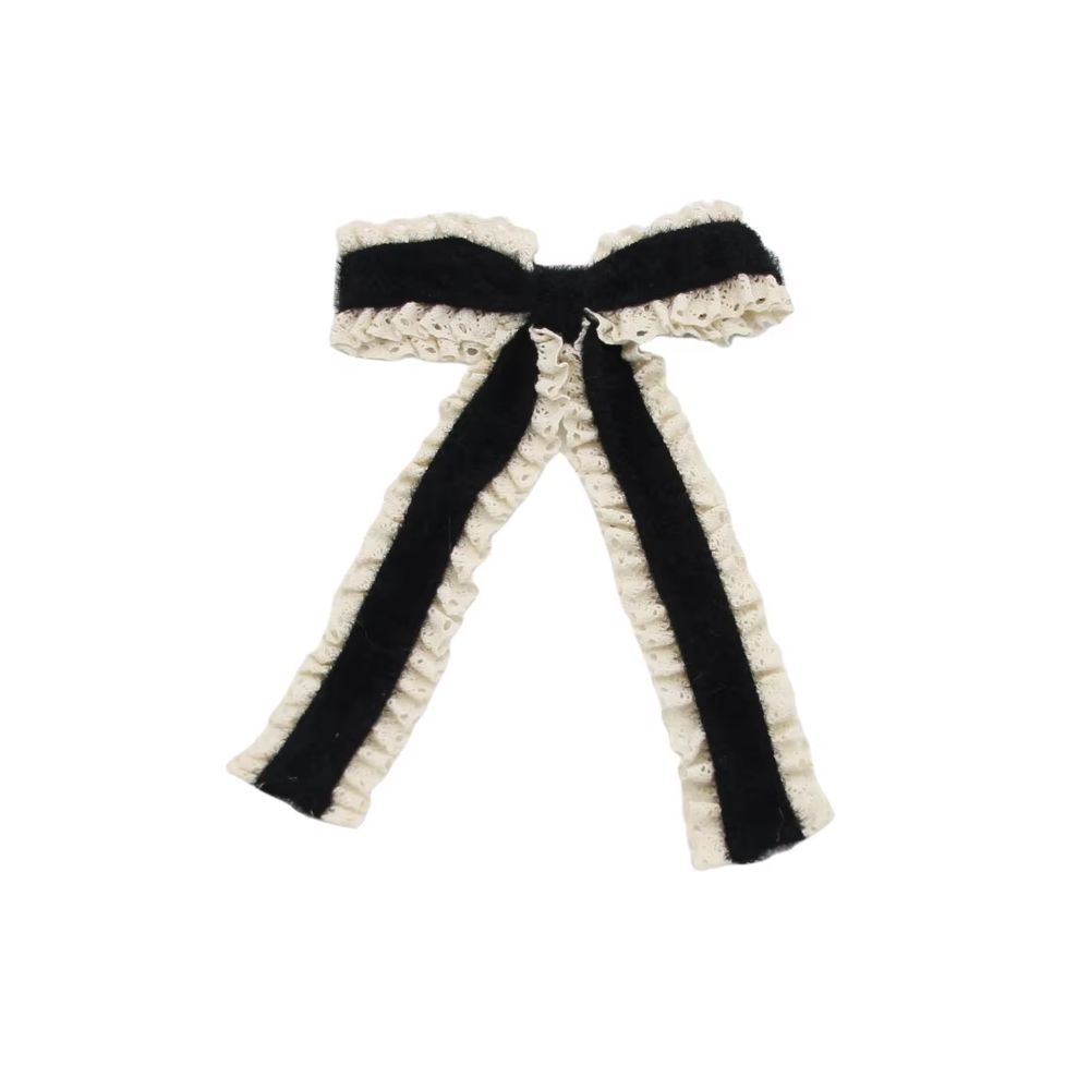 Black Velvet Bow Headband Large Hair Clip