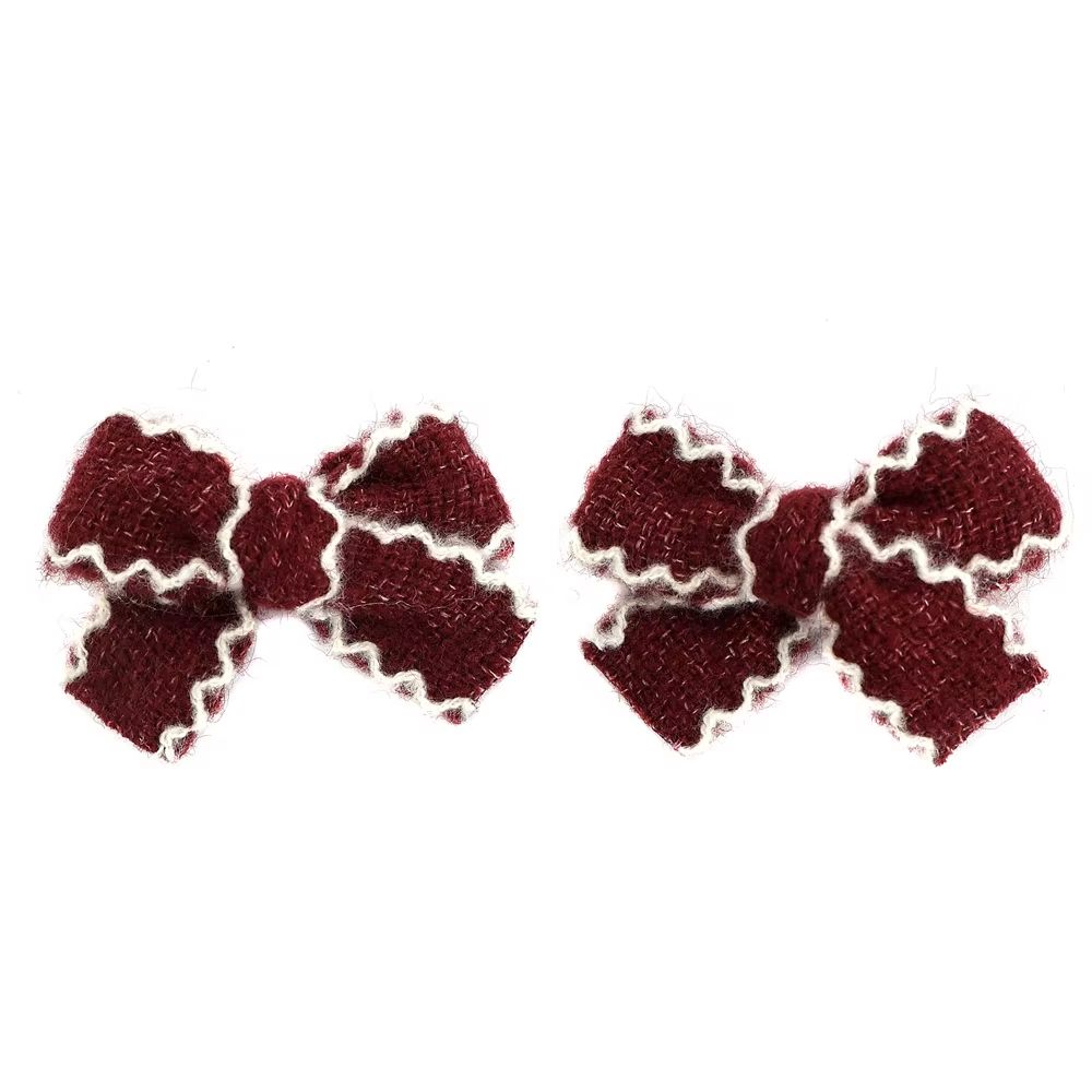 Herringbone Mini Bow Hair Clip Set