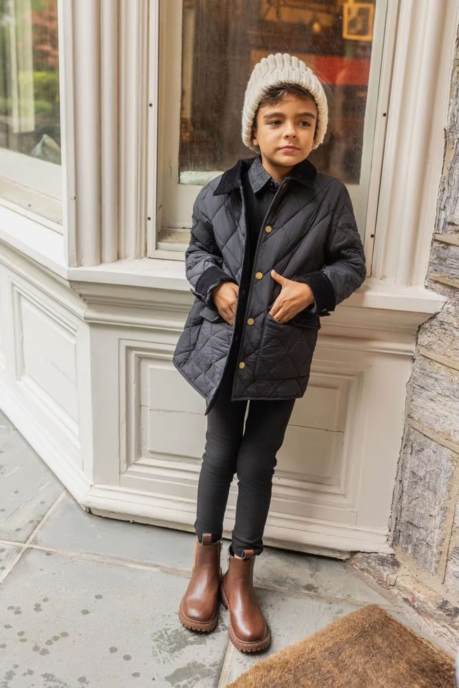 Black Quilted Hooded Jacket