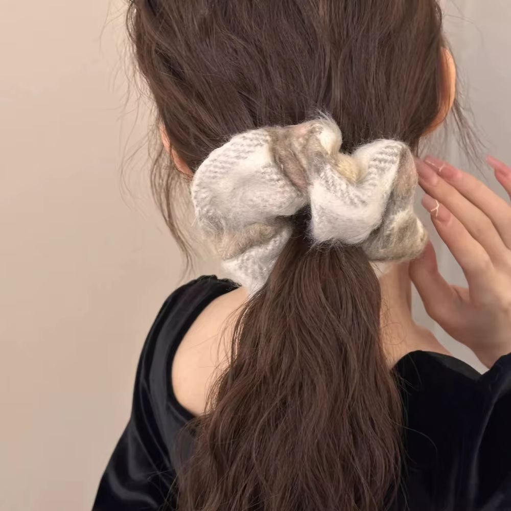 Wool Blend Scrunchie Vintage Cozy Style – 2-Piece Set