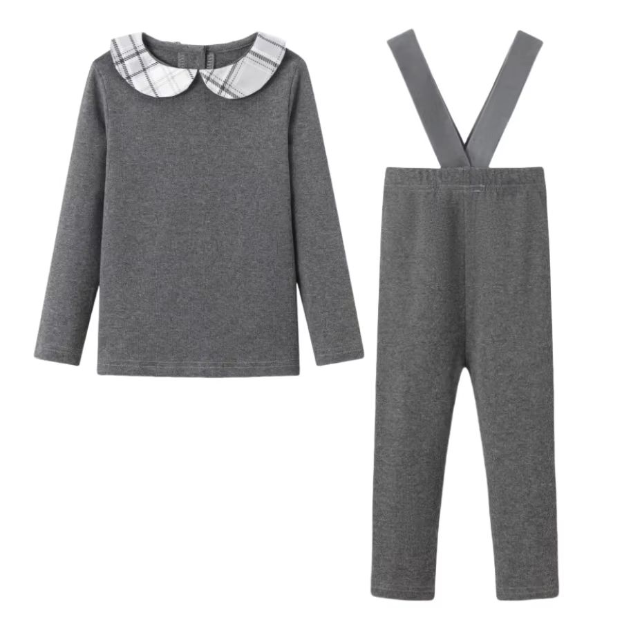 Grey Denim Collection – Plaid Baby Set