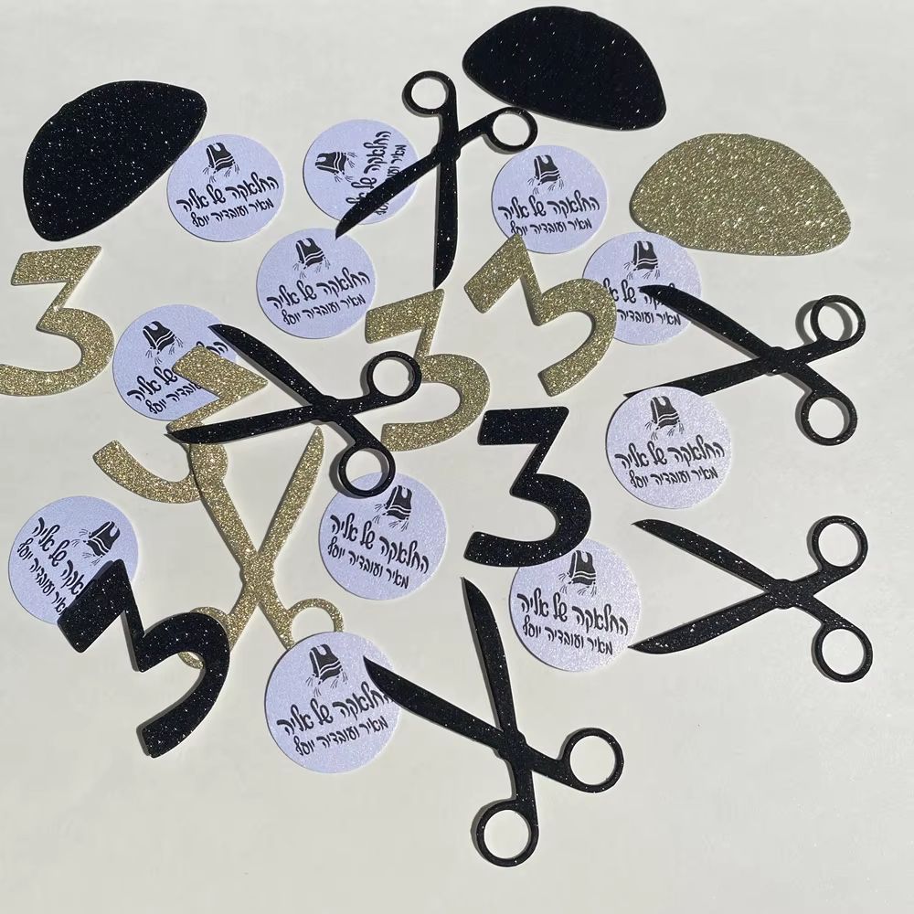 Personalised Upsherin Name Confetti – Black & Blue