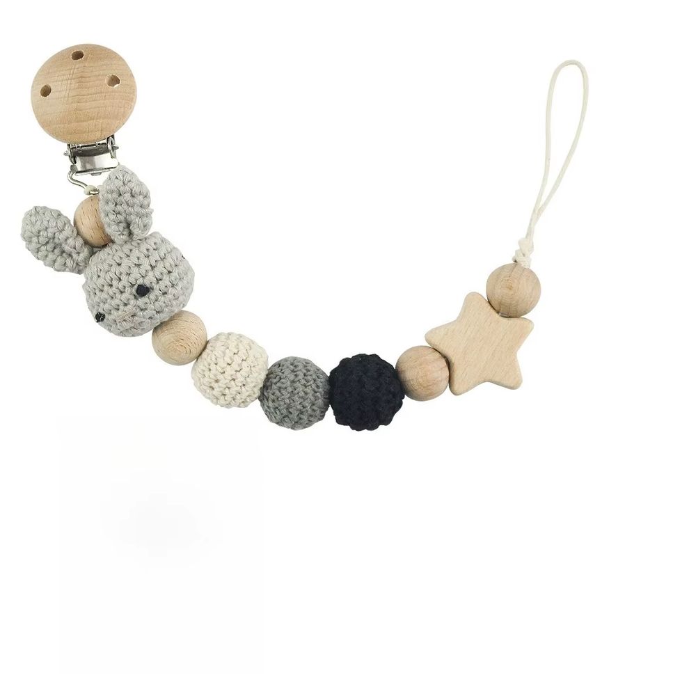 Personalised bunny wooden bead dummy chain – Lilvelle Extras