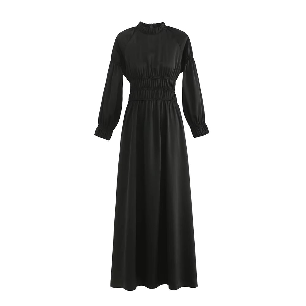 Black Satin Smocked Dress – Ali Picks AW26