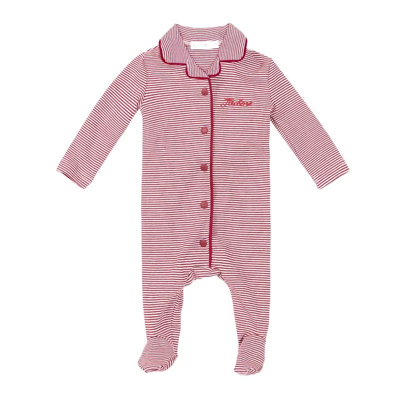 Cotton Striped Family Matching Collection – Red Striped Footie