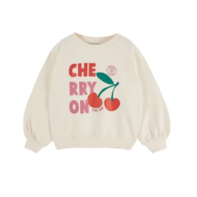 Girls' Cream Cherry Graphic Sweatshirt