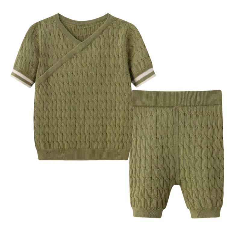 Beige Floral & Cableknit Collection – Cableknit Green Set