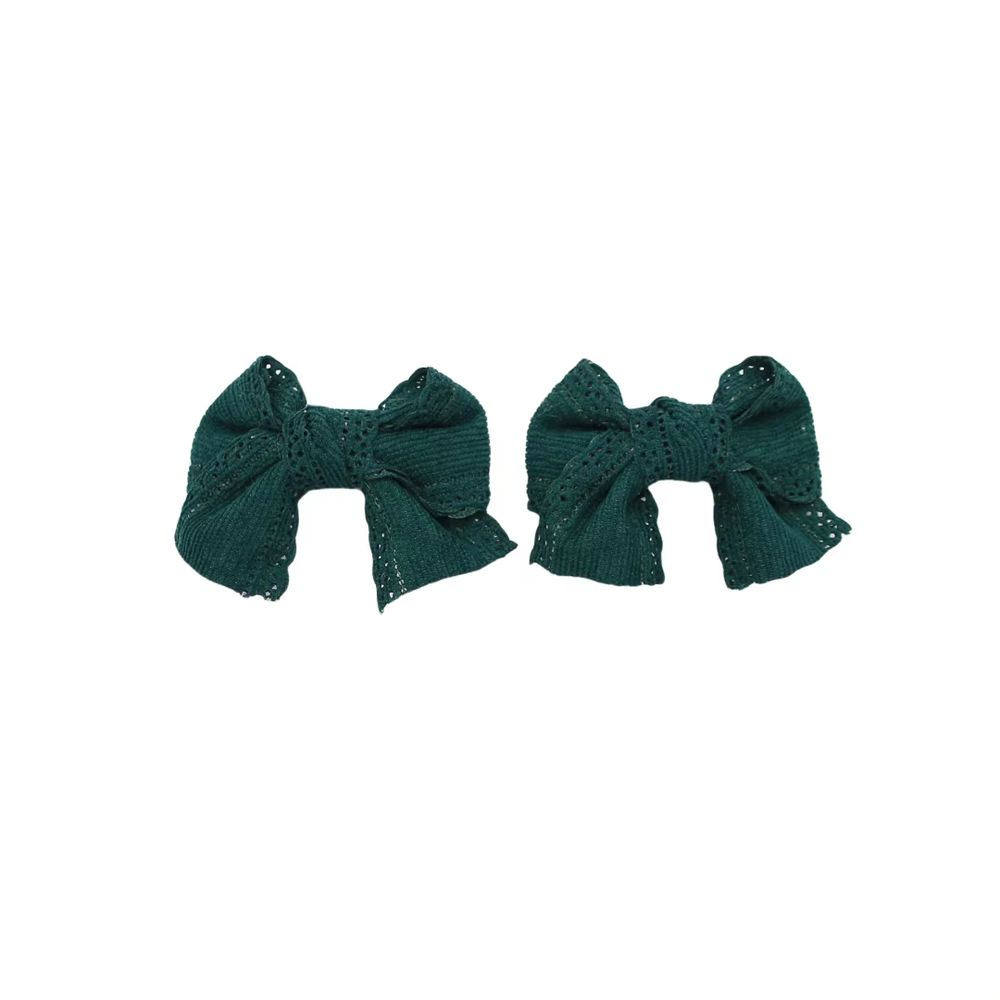 Dark Green Velvet Bow Headband Mini Hair Clip