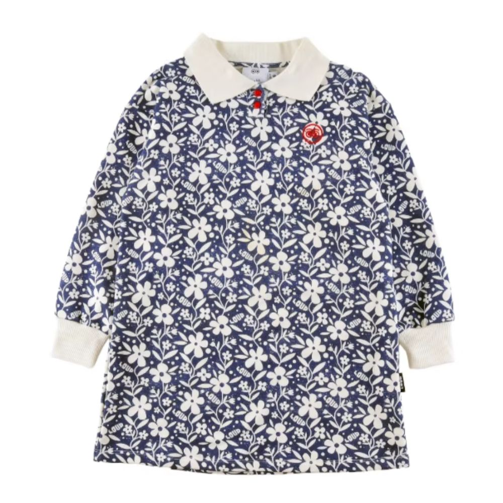 Girls' Navy Floral Collar Dress