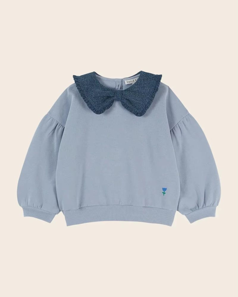Girls' Powder Blue Peter Pan Collar Sweatshirt