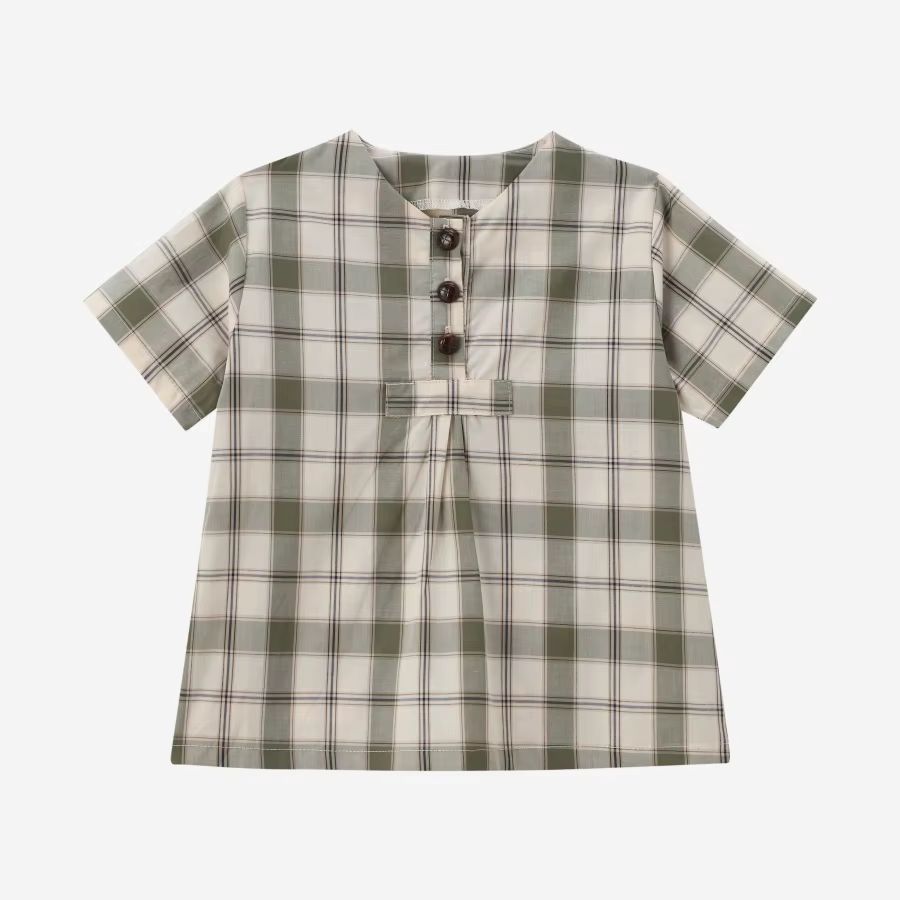Grid & Pink Floral Collection – Boys Shirt