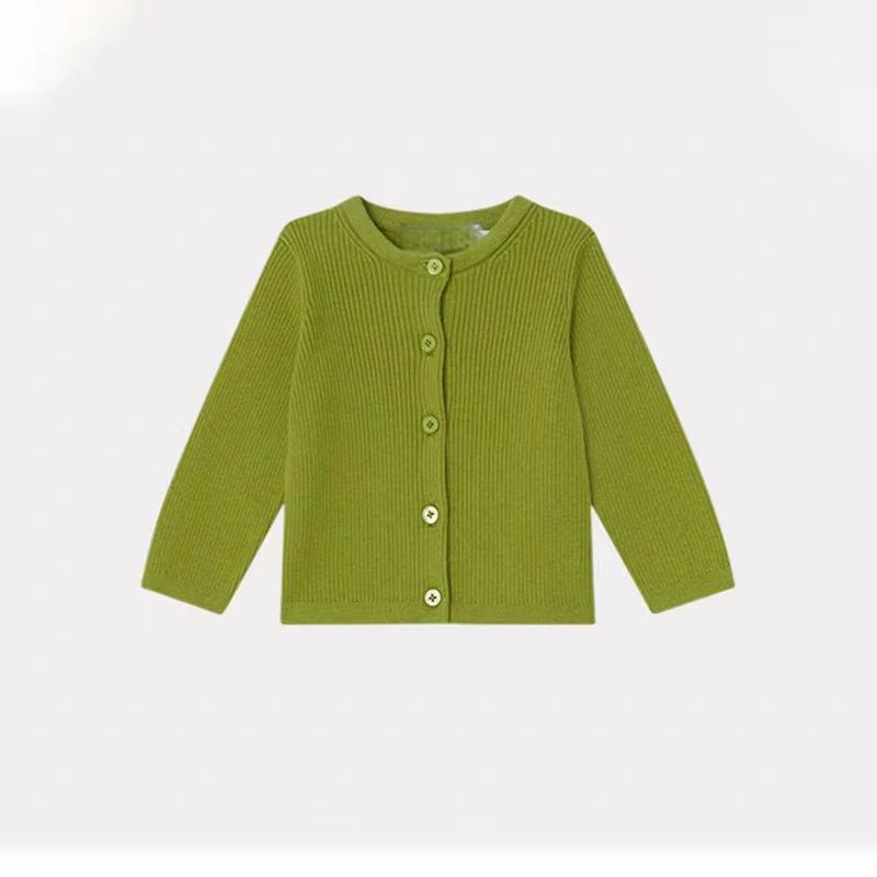 Girls' Olive Button Cardigan